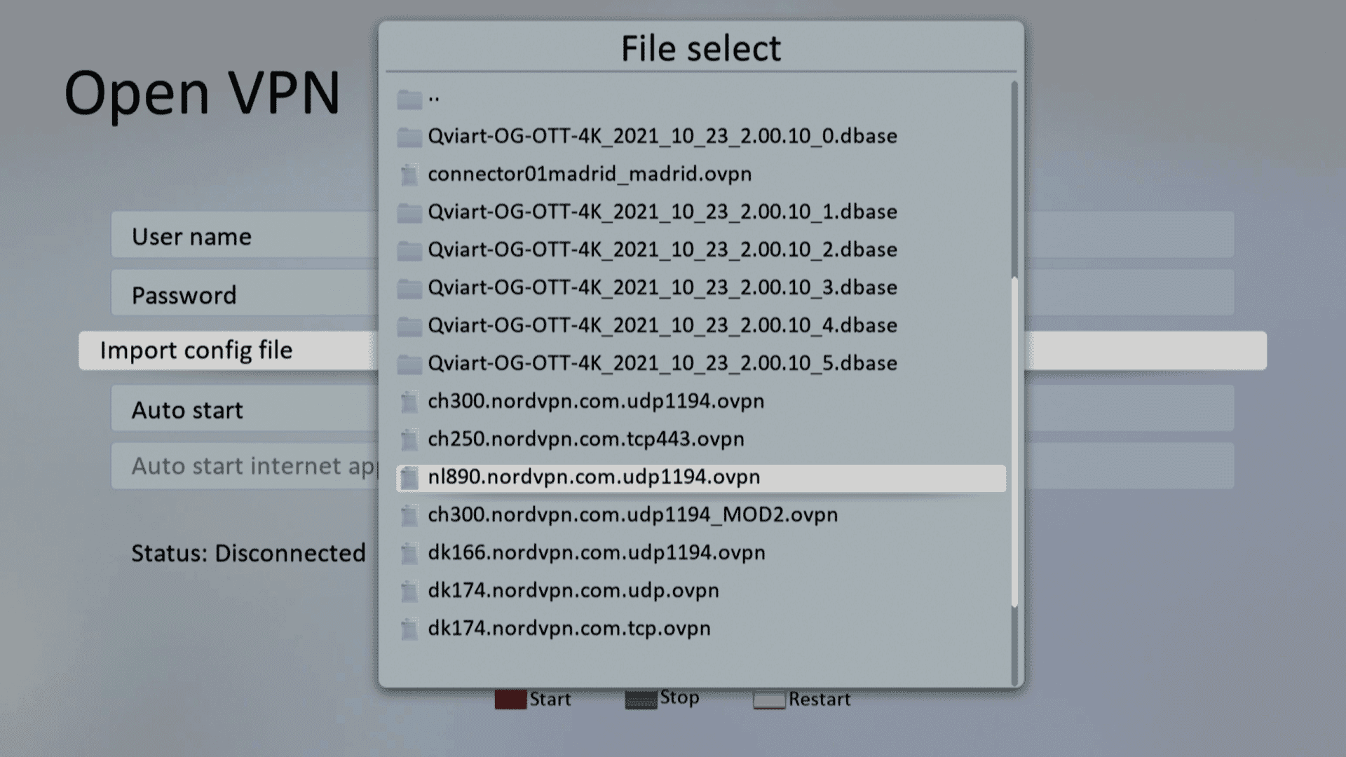 IPTV boks - valg af konfigurationsfil til VPN. Qviart OG 4K IPTV boks - førende IPTV boks med top specs
